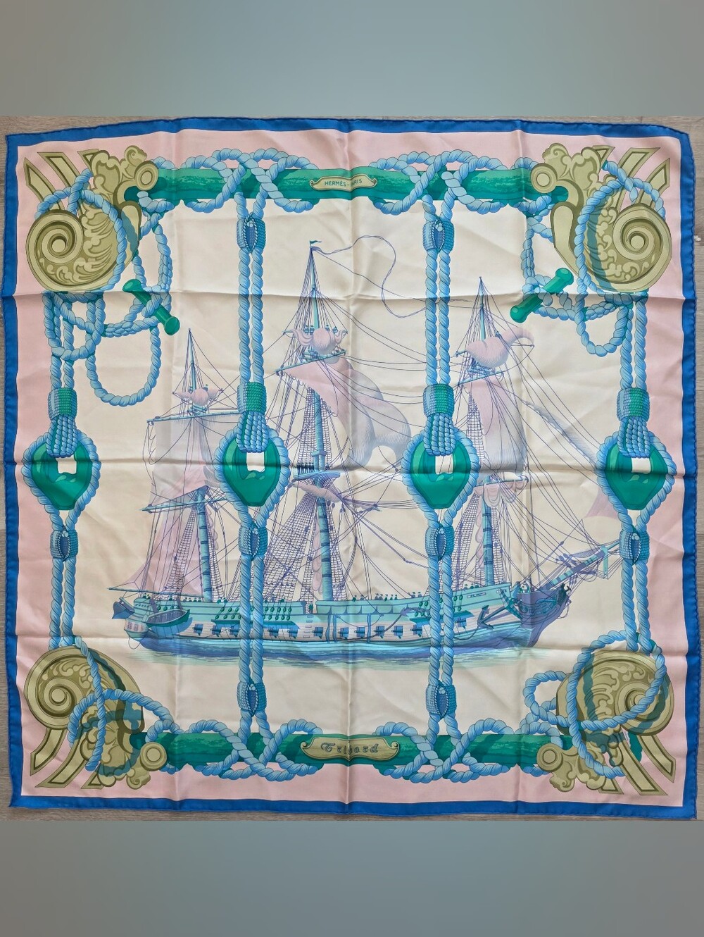 Aurh Hermes Tribord Carre 90 Silk Scarf